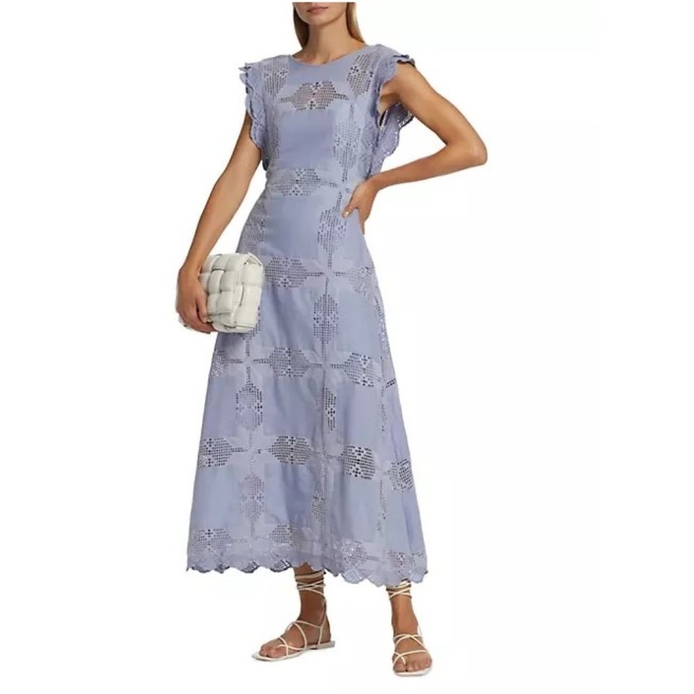 Beryl Linen & Cotton Lace Midi-Dress